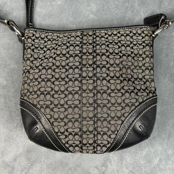 Coach 44718 Soho Mini Signature Swingpack Cross Body Purse Black Gray Jacquard - Picture 6 of 11